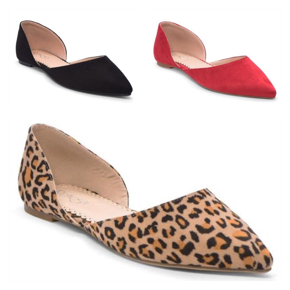 Vegan Suede Leopard Flats, Red Flats, Black Flats - Picture 6 of 8